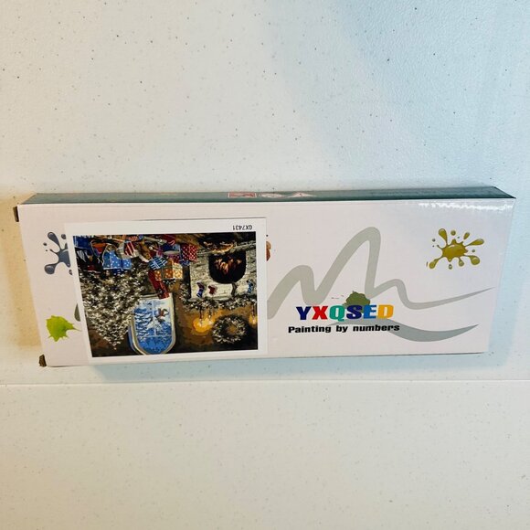 Paint By Numbers Kit Christmas Fireplace Scene 16x20 Inch Frameless DIY Painting - Picture 1 of 10